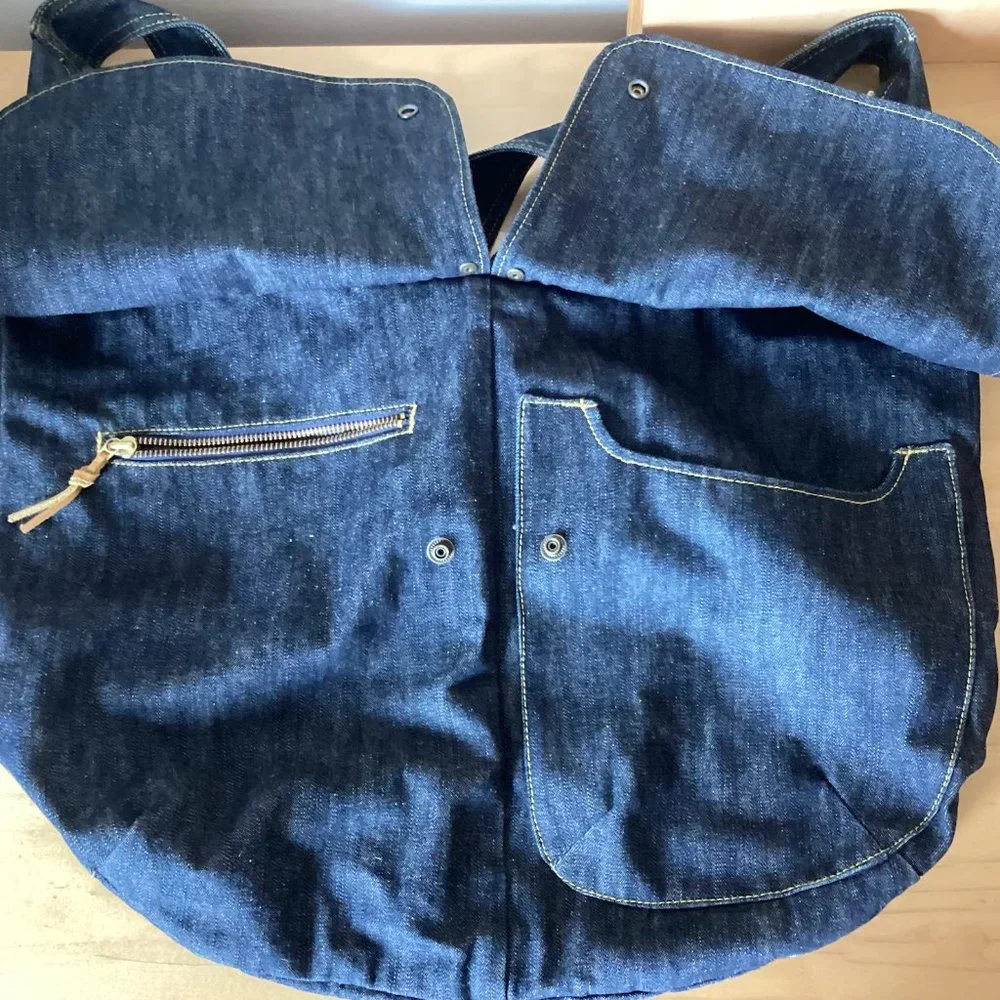 Vintage Finger In The Nose Denim Jumbo Baby Crossbody Bag